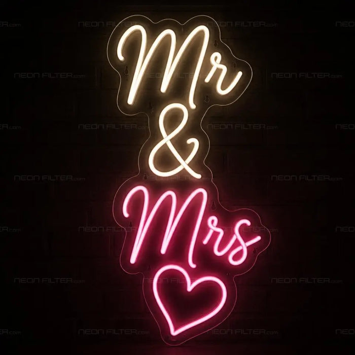 Mr & Mrs Neon Sign for Wedding Decor - Neon Filter