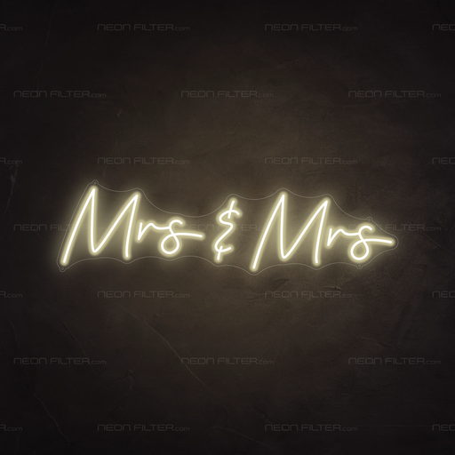 Mrs & Mrs Neon Sign in Cosy Warm White