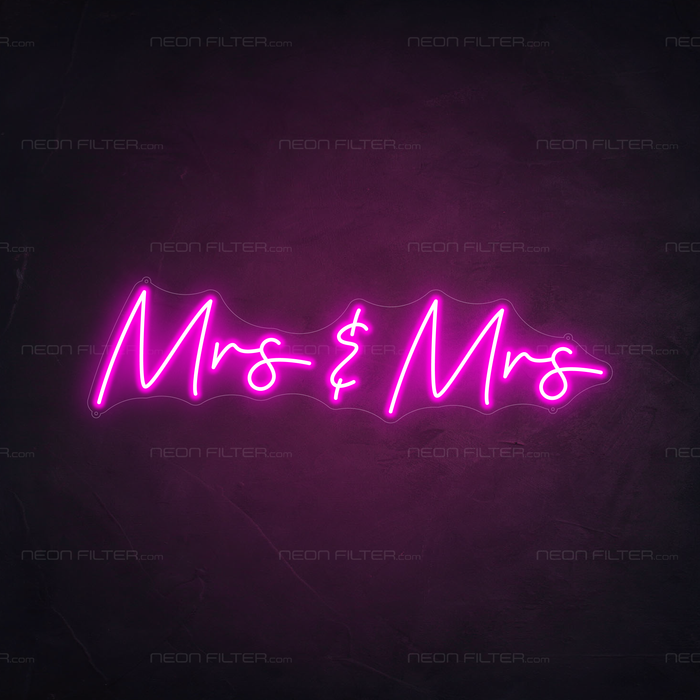 Mrs & Mrs Neon Sign in Love Potion Pink