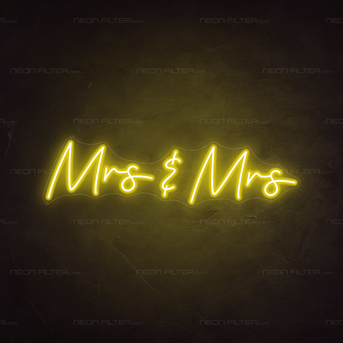 Mrs & Mrs Neon Sign in Paradise Yellow