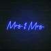 Mrs & Mrs Neon Sign in Santorini Blue