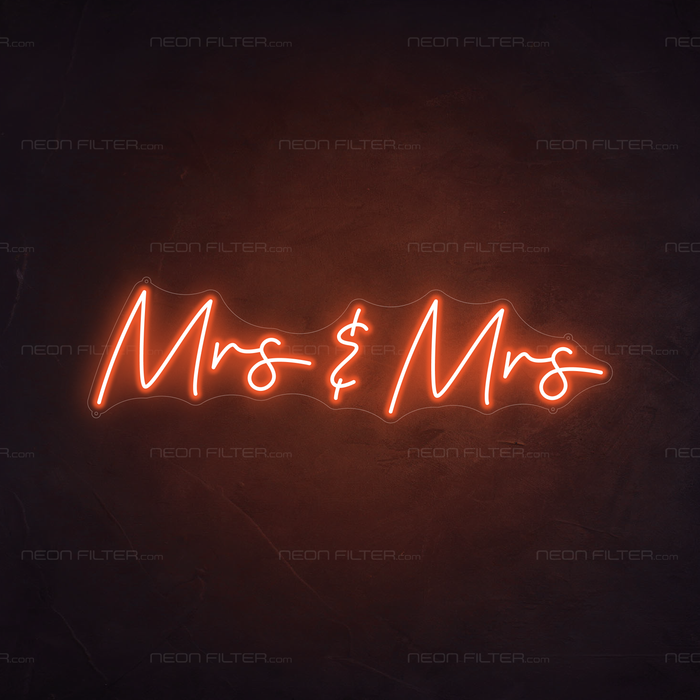 Mrs & Mrs Neon Sign in Sunset Orange