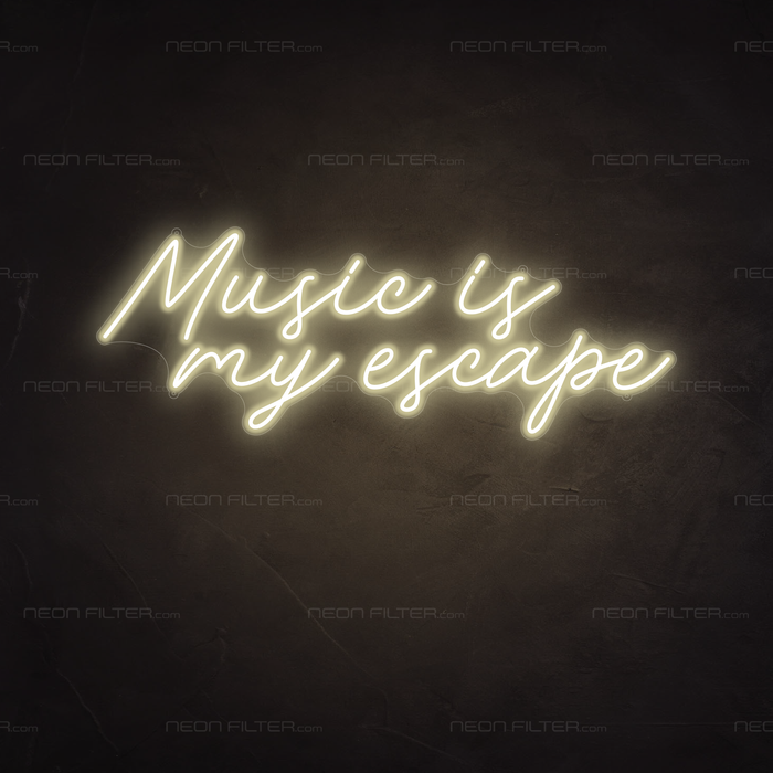 Music Is My Escape Neon Sign in Cosy Warm White