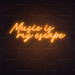 Music Is My Escape Neon Sign in Hey Pumpkin Orange