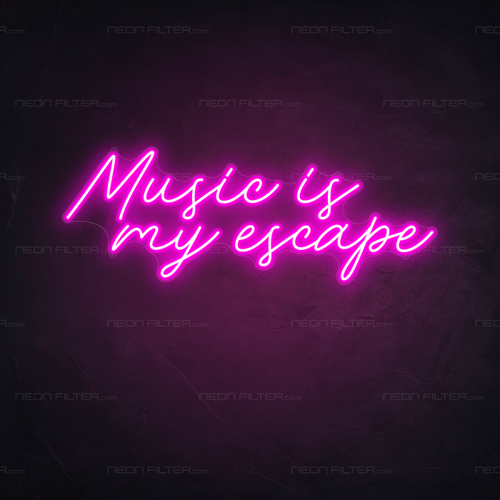 Music Is My Escape Neon Sign in Love Potion Pink