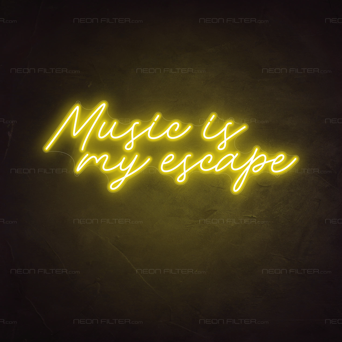 Music Is My Escape Neon Sign in Paradise Yellow