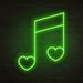 Musical Note Neon Sign in Glow Up Green