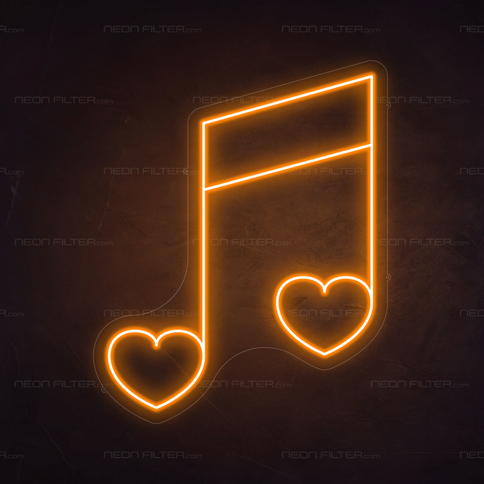 Musical Note Neon Sign in Hey Pumpkin Orange