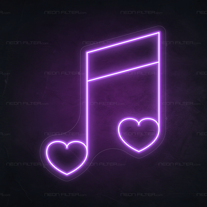 Musical Note Neon Sign in Hopeless Romantic Purple