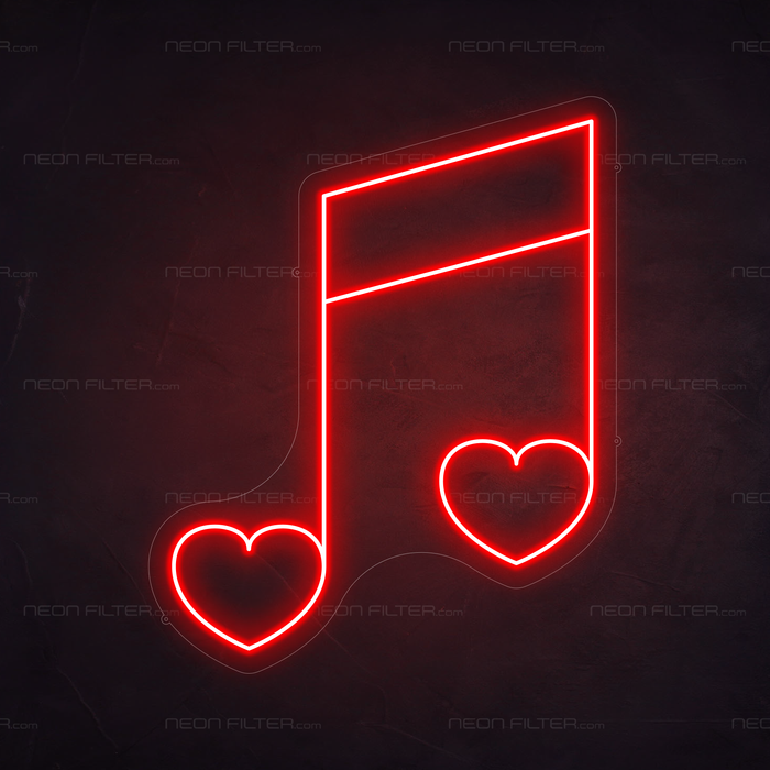 Musical Note Neon Sign in Hot Mama Red