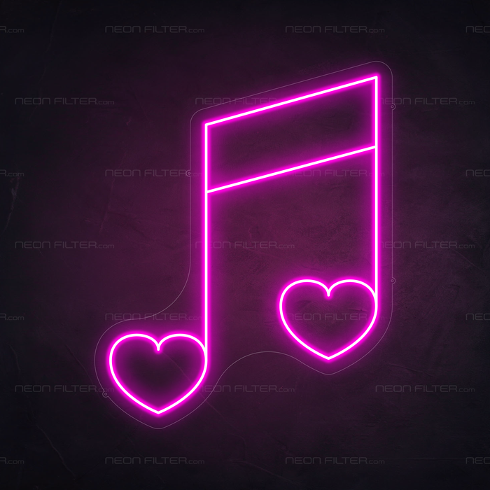 Musical Note Neon Sign in Love Potion Pink