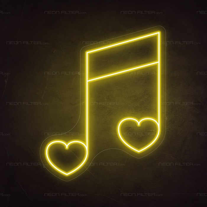 Musical Note Neon Sign in Paradise Yellow