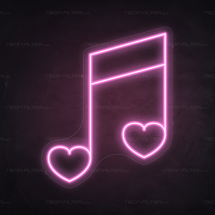 Musical Note Neon Sign in Pastel Pink