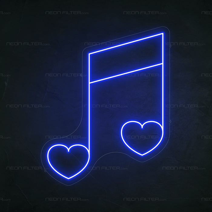 Musical Note Neon Sign in Santorini Blue