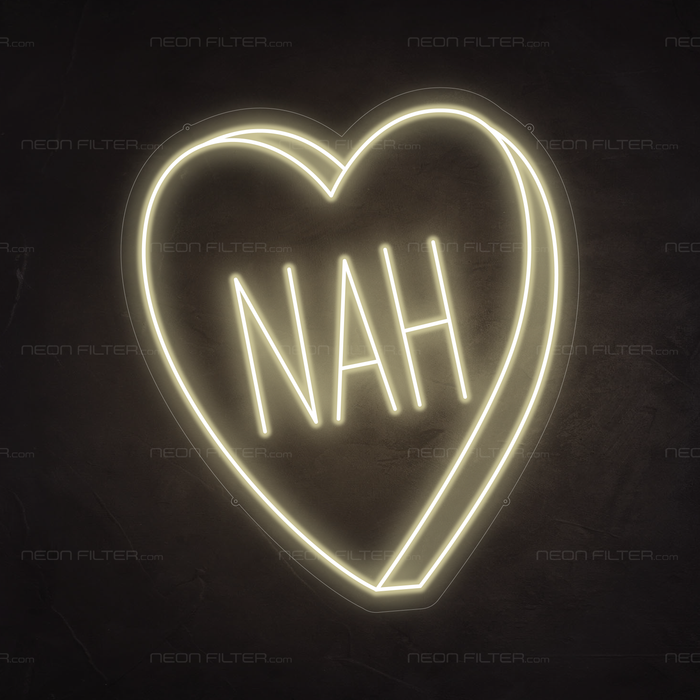 Nah Heart Neon Sign in Cosy Warm White