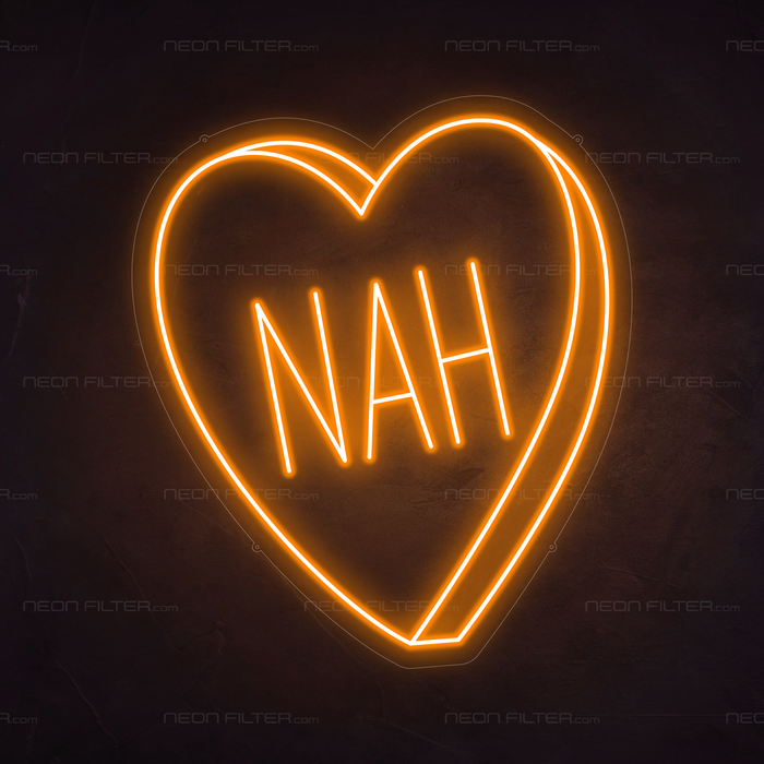 Nah Heart Neon Sign in Hey Pumpkin Orange