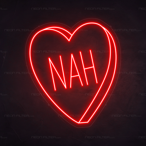 Nah Heart Neon Sign in Hot Mama Red