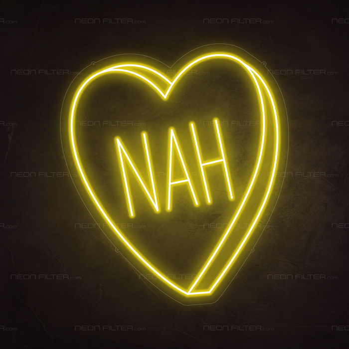 Nah Heart Neon Sign in Paradise Yellow