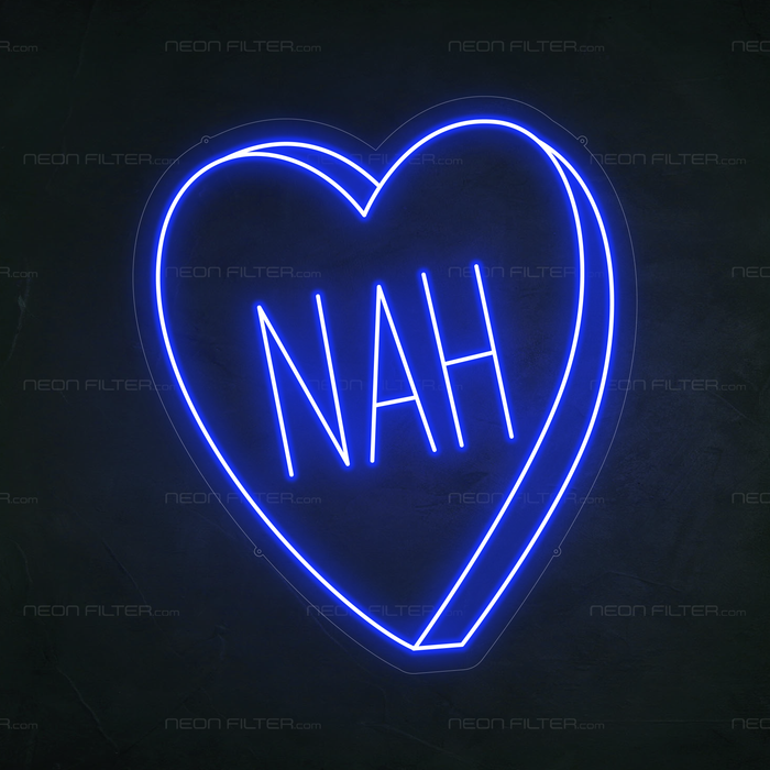 Nah Heart Neon Sign in Santorini Blue