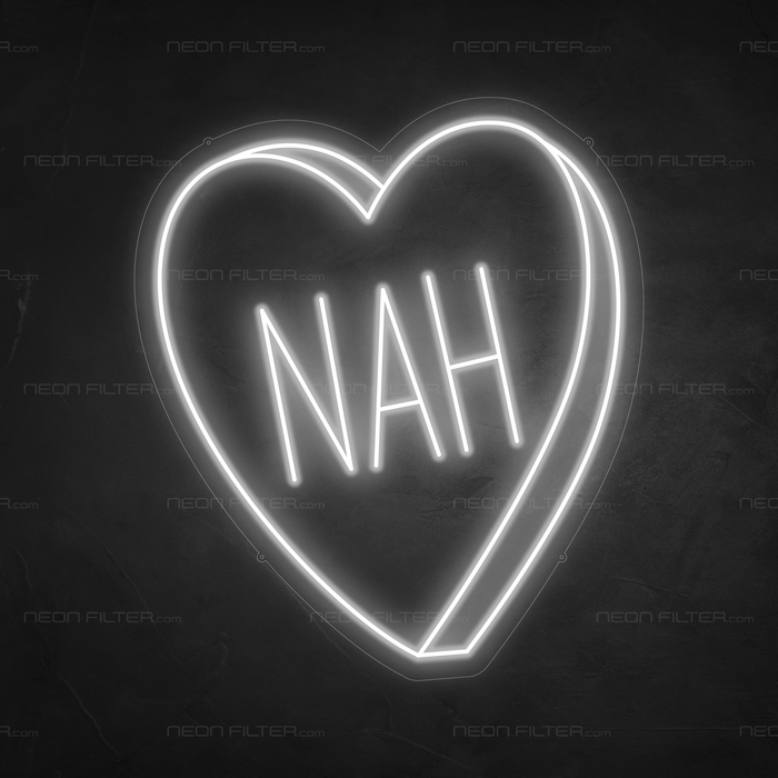 Nah Heart Neon Sign in Snow White