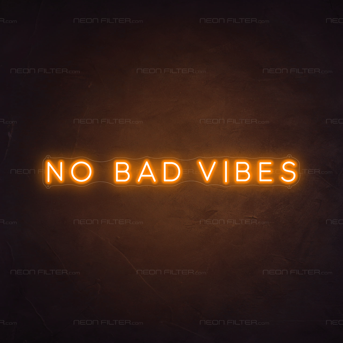 No Bad Vibes Neon Sign in Hey Pumpkin Orange