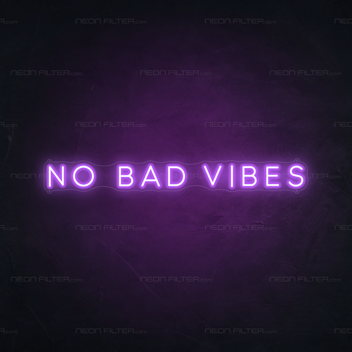 No Bad Vibes Neon Sign in Hopeless Romantic Purple