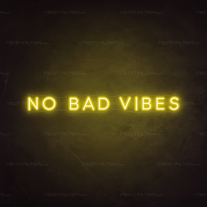 No Bad Vibes Neon Sign in Paradise Yellow