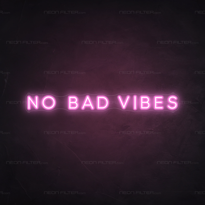 No Bad Vibes Neon Sign in Pastel Pink