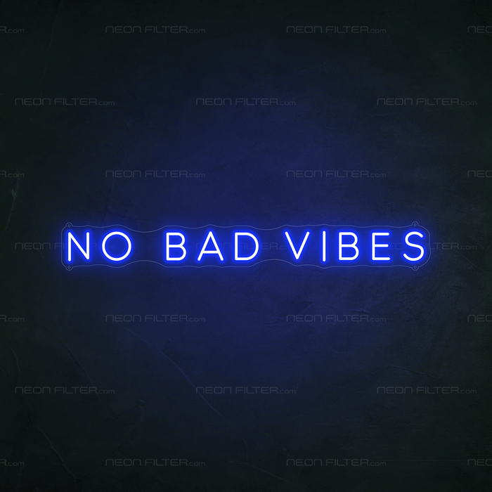 No Bad Vibes Neon Sign in Santorini Blue