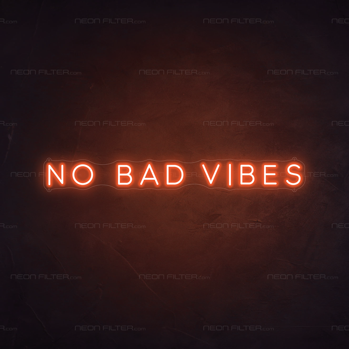 No Bad Vibes Neon Sign in Sunset Orange