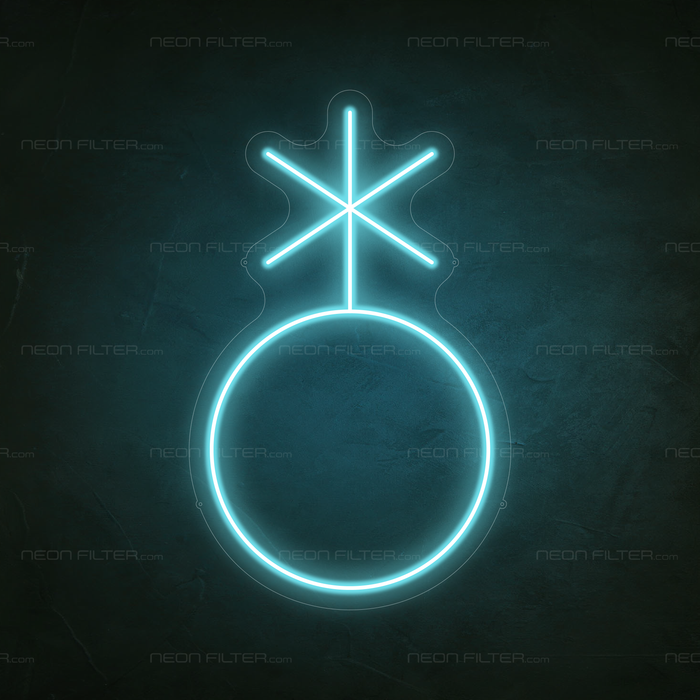 Non-Binary Symbol Neon Sign in Glacier blue