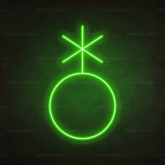 Non-Binary Symbol Neon Sign in Glow Up Green