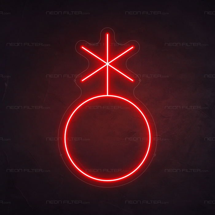 Non-Binary Symbol Neon Sign in Hot Mama Red