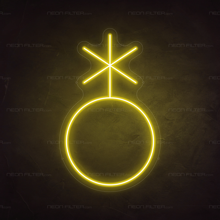 Non-Binary Symbol Neon Sign in Paradise Yellow