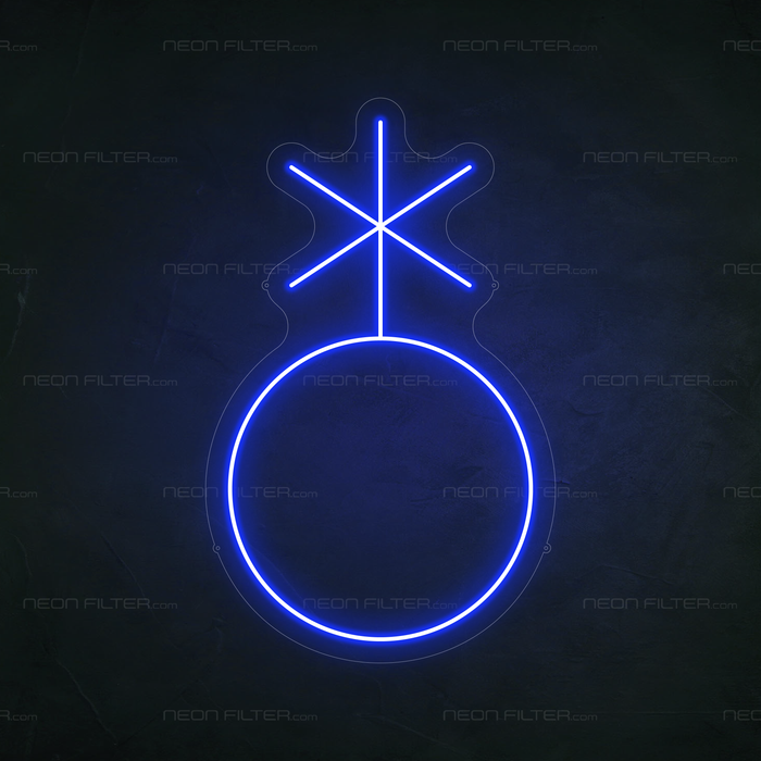 Non-Binary Symbol Neon Sign in Santorini Blue