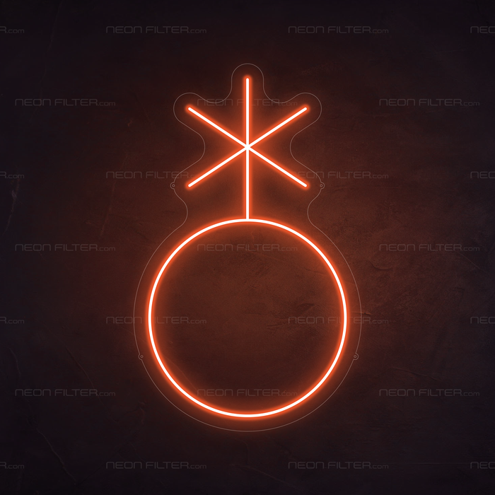 Non-Binary Symbol Neon Sign in Sunset Orange