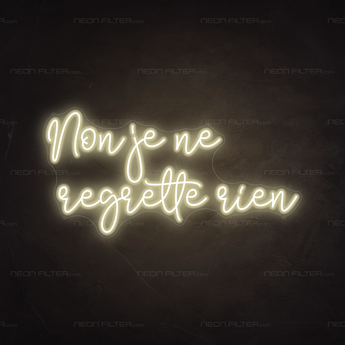 Non Je Ne Regrette Rien Neon Sign in Cosy Warm White