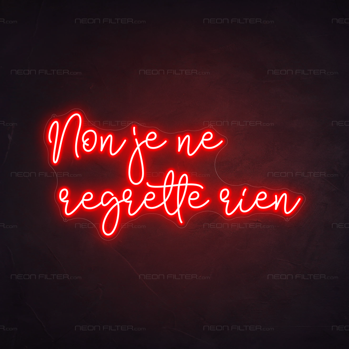 Non Je Ne Regrette Rien Neon Sign in Hot Mama Red