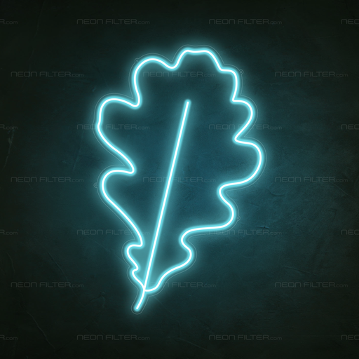 Oak Leaf Neon Sign in Glacier blue