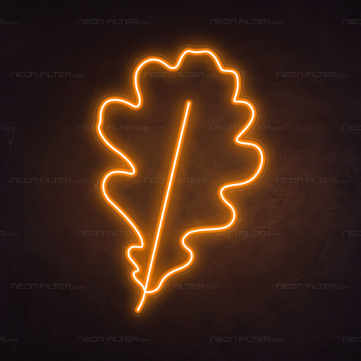 Oak Leaf Neon Sign in Hey Pumpkin Orange