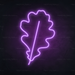 Oak Leaf Neon Sign in Hopeless Romantic Purple