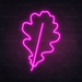 Oak Leaf Neon Sign in Love Potion Pink