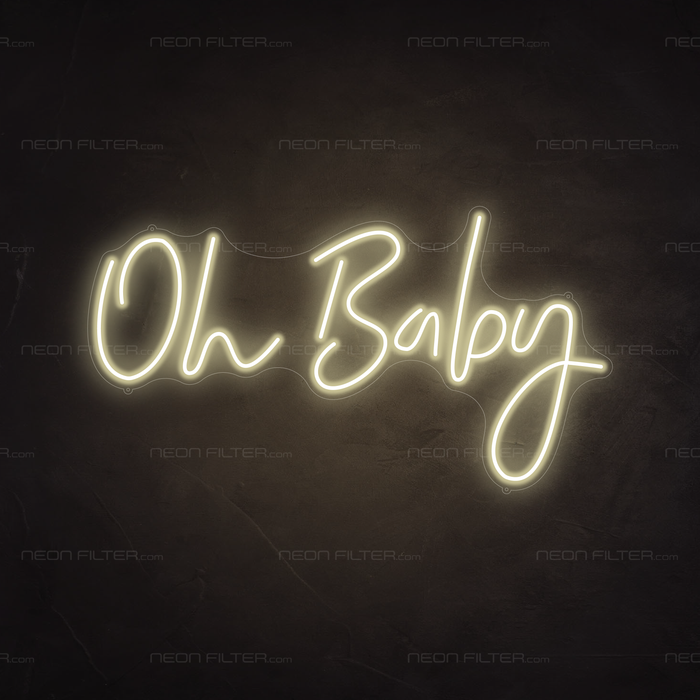 Oh Baby Neon Sign in Cosy Warm White