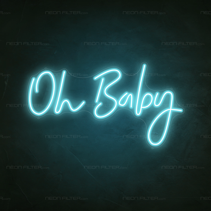 Oh Baby Neon Sign in Glacier blue