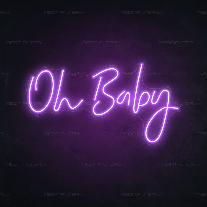 Oh Baby Neon Sign in Hopeless Romantic Purple