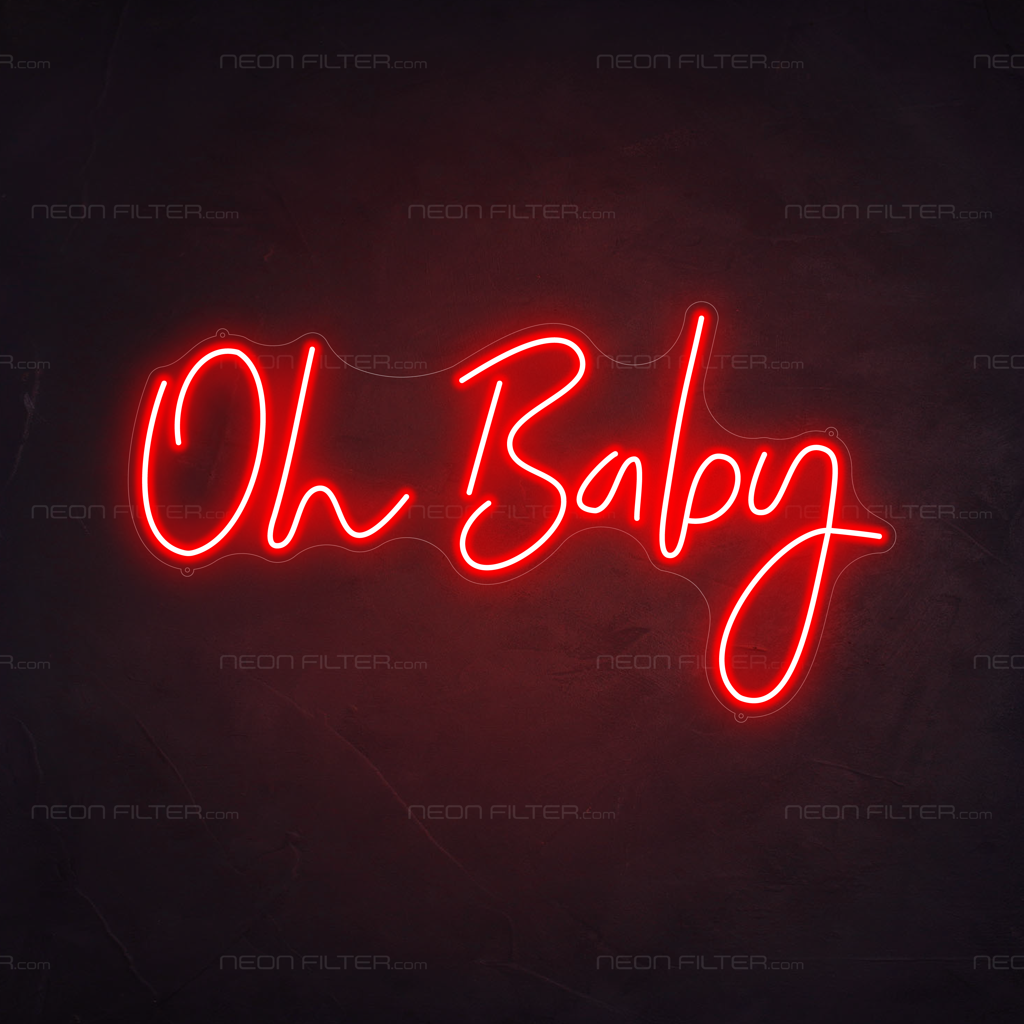 Oh Baby Neon Sign in Hot Mama Red