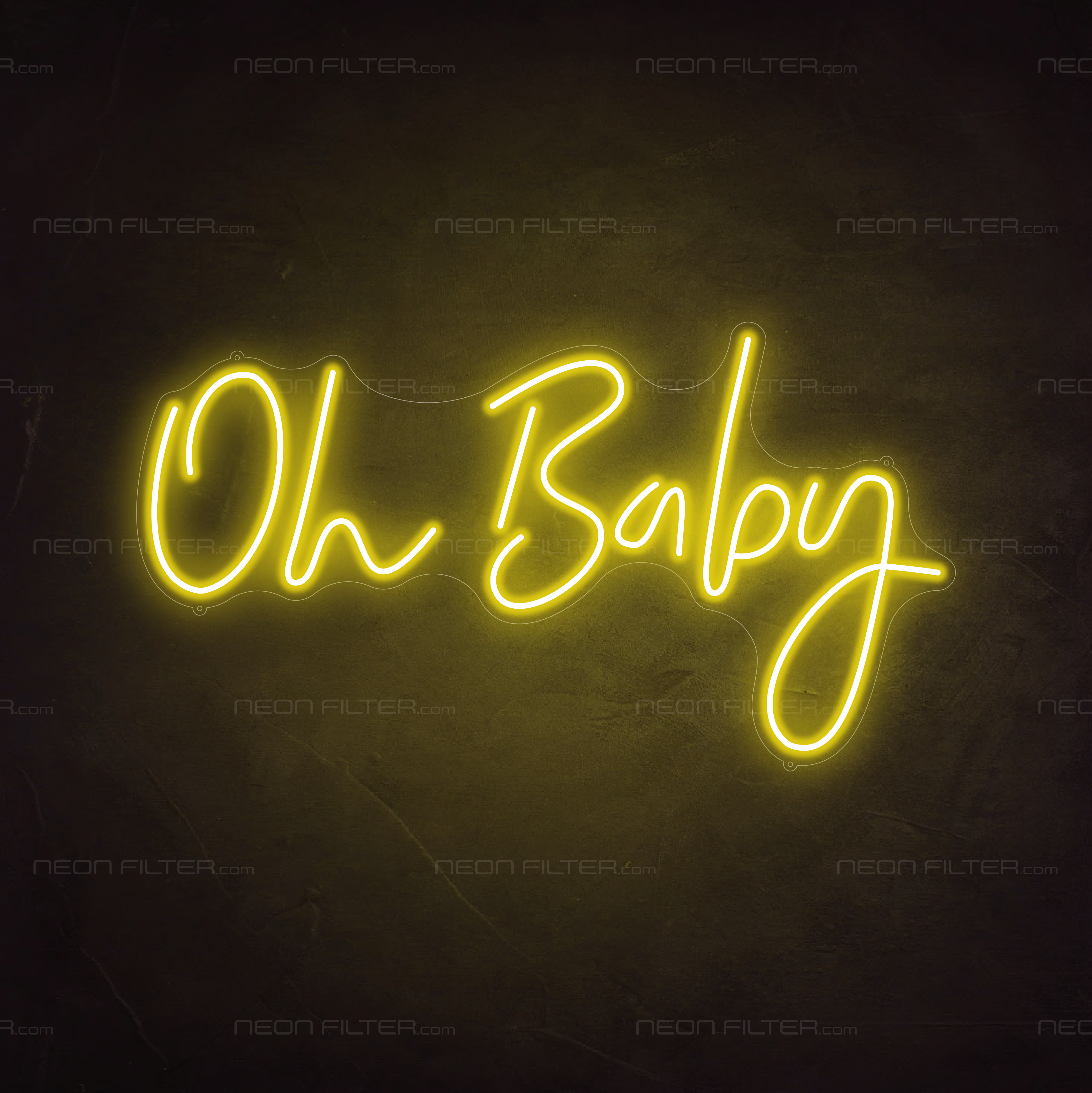 Oh Baby Neon Sign in Paradise Yellow