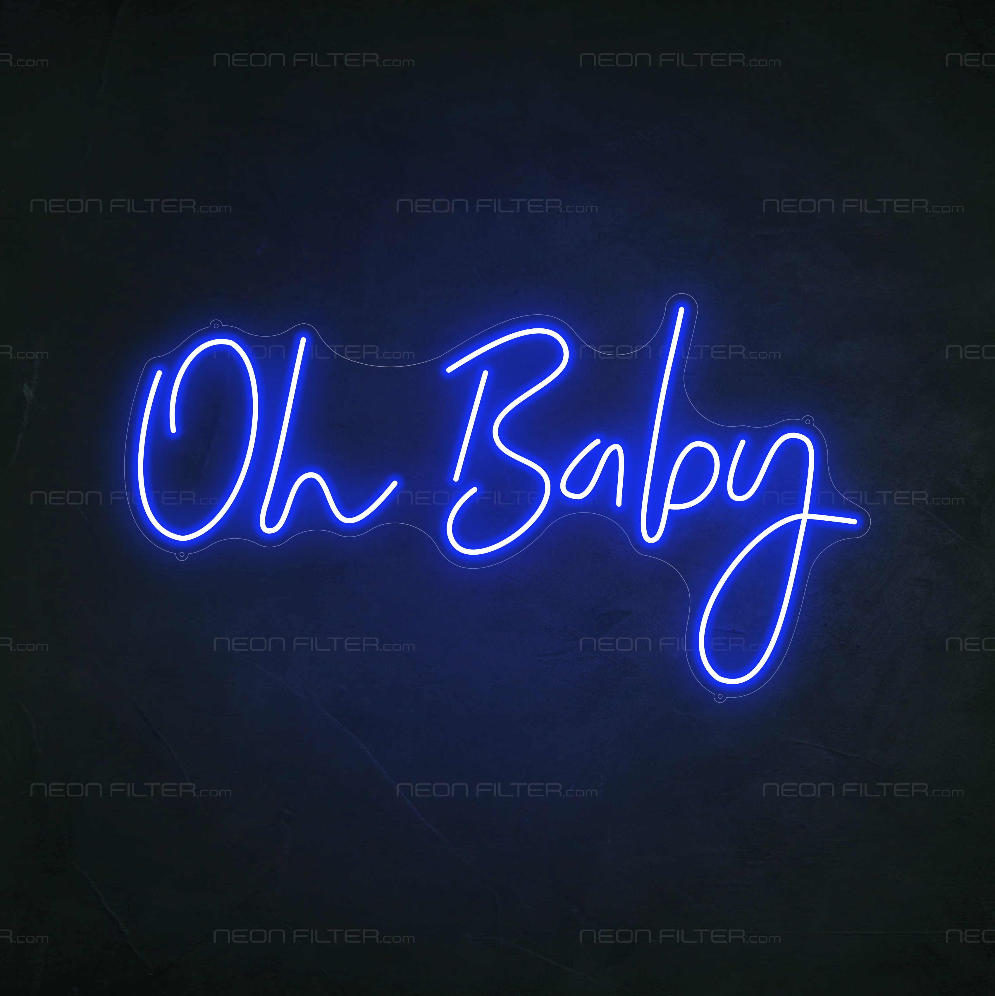 Oh Baby Neon Sign in Santorini Blue