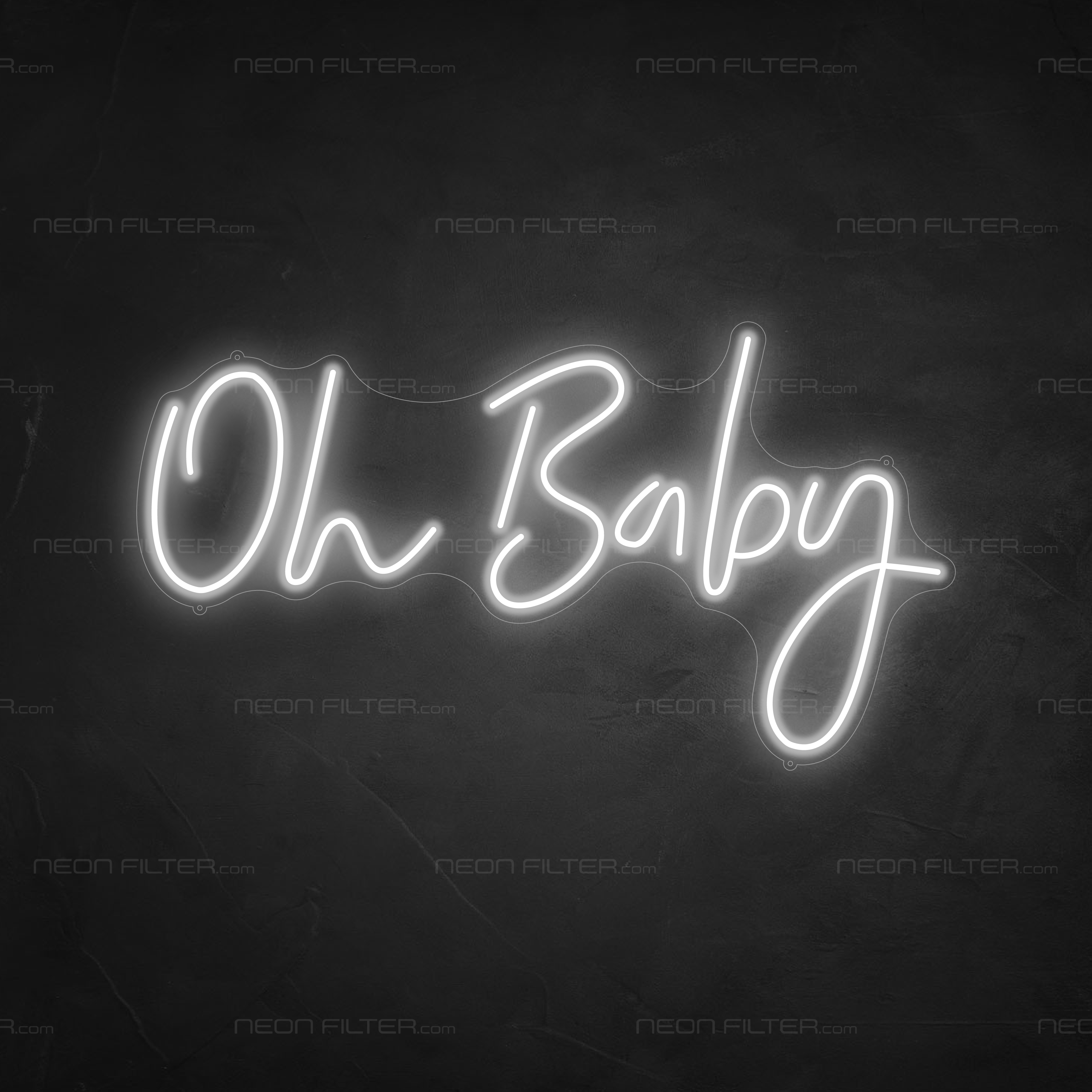 Oh Baby Neon Sign in Snow White