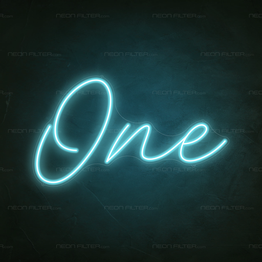 One Neon Sign in Glacier blue